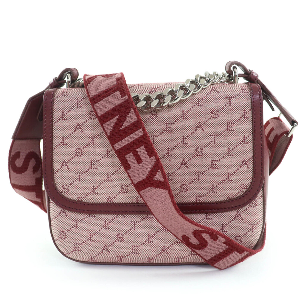 Stella McCartney 581291 Monogram Canvas Logo Shoulder 2-Way Leather Bag, Bord...
